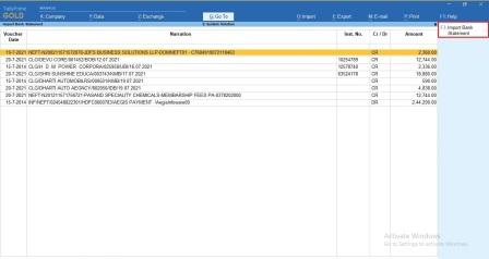 Import Bank Statement From Excel to Tally
